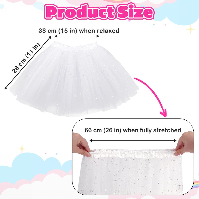 kilofly 6pc White Girls Ballet Tutu Kids Birthday Princess Party Favor Dress Set - Image 2